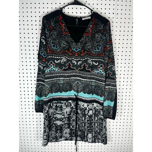Katherine Barclay Tops - Katherine Barclay Black Multi Paisley V-Neck Tunic